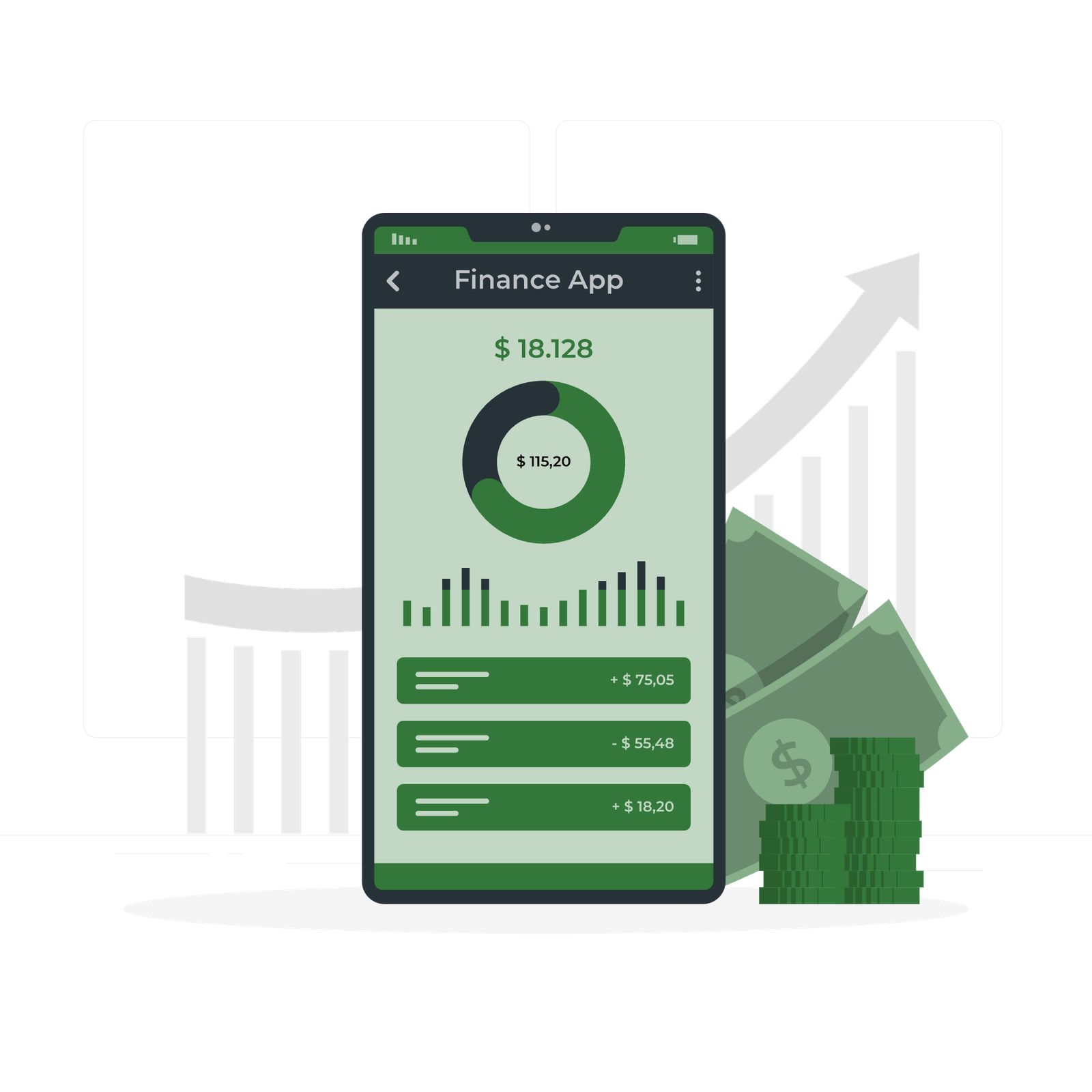 Graphic of financial management features